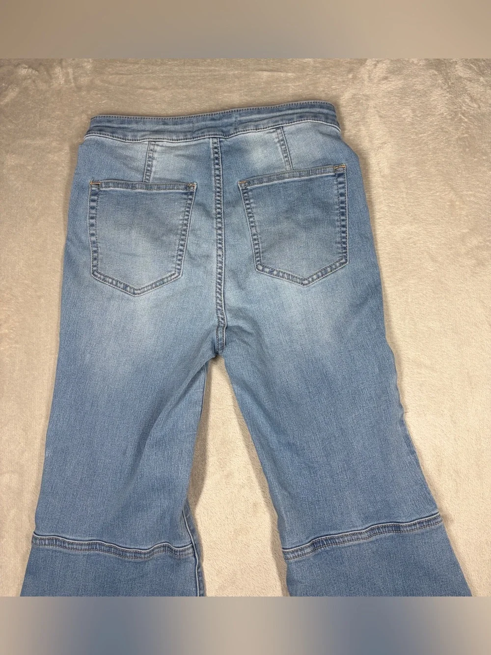 Free People We the Free Light Blue Wash Cropped Flare High Rise Boho Jeans 26
